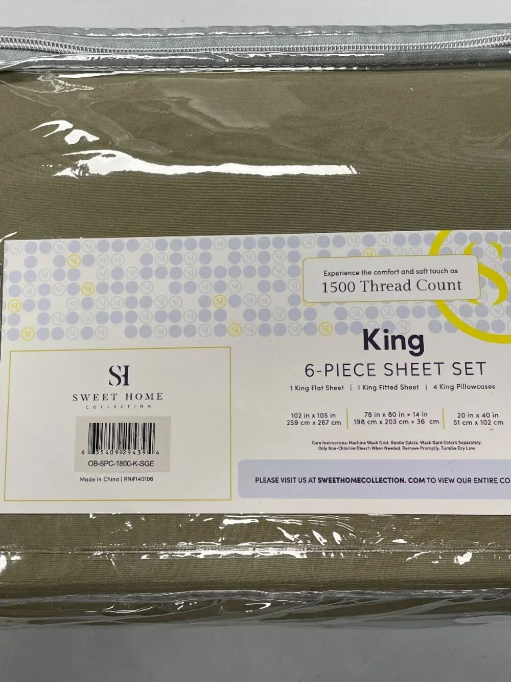 Sweet Home Collection King Sheets 6 Piece 1500 Thread Count, NWT